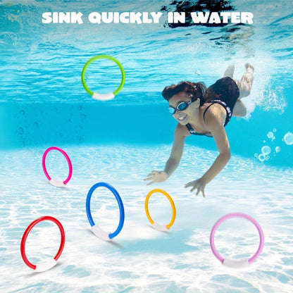 Diving Rings Pool Toys for Kids 8 Pack – Colorful Sinking Dive Rings Underwater Swimming Training Set for Boys & Girls, Pool Party Favor, Summer Swim Game, Ages 3+