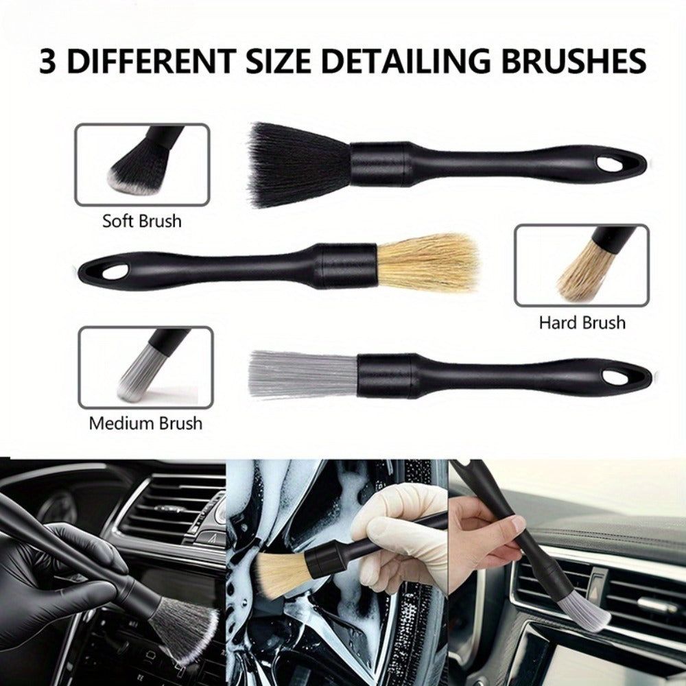 Car Detail Brush Set, 10pcs Automotive Detail Tool Kit, Interior Cleaning Kit Includes: 3 Car Detail Brushes 3 Wire Brushes 2 Soft-Bristle Dusting Brushes 2 Long-Handled Crevice Brushes Ideal For: Car Interiors, Wheels, AC Vents, Engine Compartme