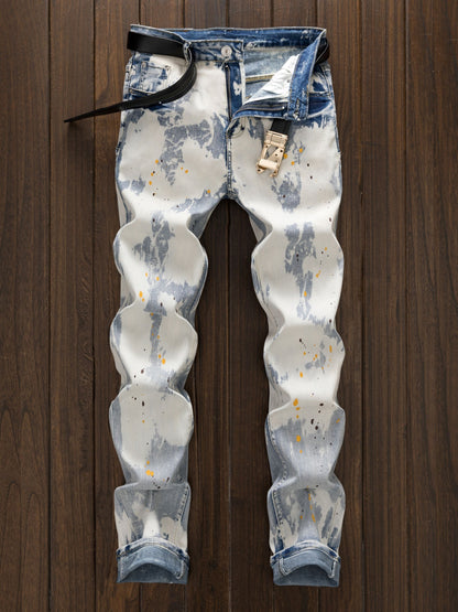 Men's Punk Slim-Fit Blue Jeans - Elastic Cuff Nightclub Style