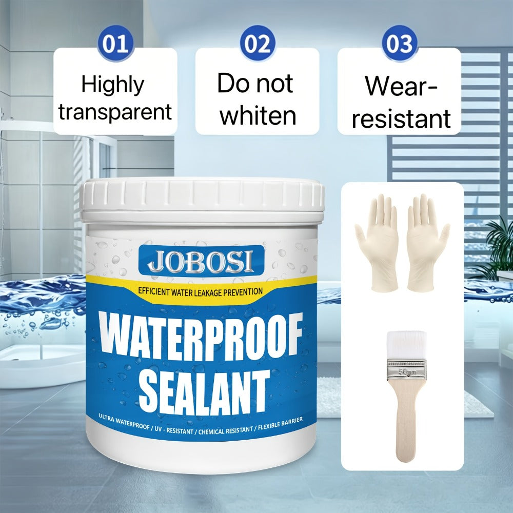 Waterproof Sealant Liquid Glue 32oz 1KG Leak Repair Agent – Indoor Outdoor Waterproof Coating for Roof Basement Wall Pipe Crack Sealing, Transparent & Black, Strong Adhesive Waterproof Repair Glue