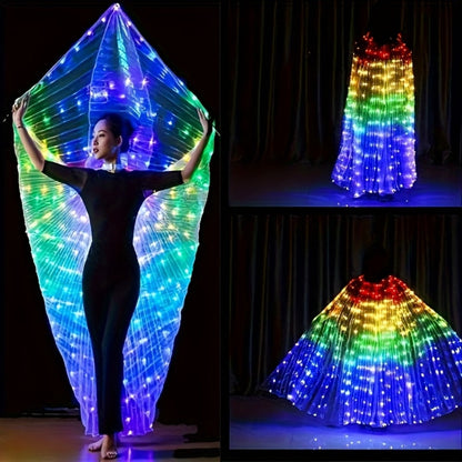 LED Feather Dance Costume Glowing Luminous – Light Up Belly Dance Performance Dress for Women Halloween Christmas Mardi Gras Rave Stage Show White Purple Warm White