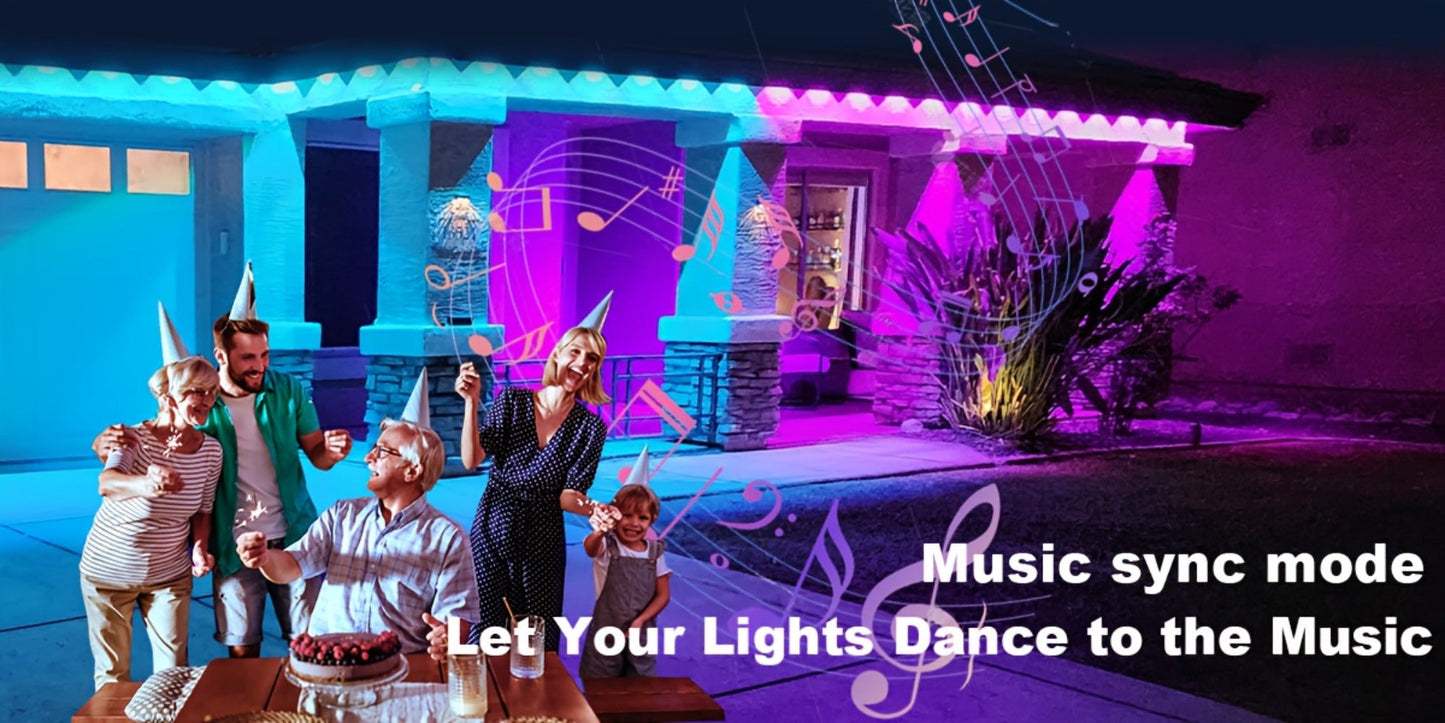 Permanent Outdoor Lights RGB LED Eave Lights with App & Remote Control, IP67 Waterproof, Music Sync, Timer, Triangular Lens Effect, for Christmas Halloween Holiday Everyday Accent Lighting – 15ft to 500ft