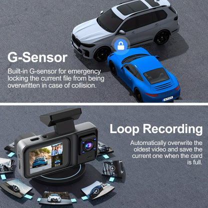 3 Channel Dash Cam, Dash Camera for Cars with Free 64GB SD Card, 1080P+1080P+1440P Dash Cam Front And Rear Inside, Super Night Vision, Loop Recording, G-Sensor, Motion Detection, 24 Hours Parking Mode