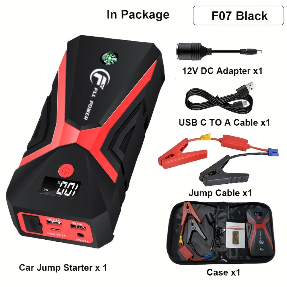 Jump Starter Power Bank 1600A–3000A – 12V Car Battery Booster, USB-C Fast Charge, LED Flashlight, MCU Precision Control, Works at -20°C