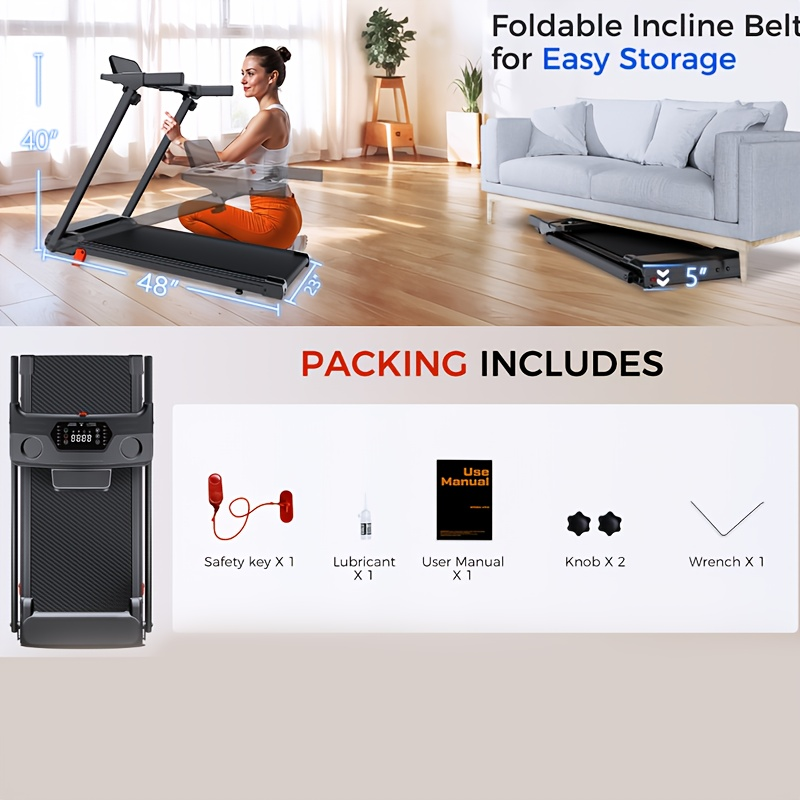 Folding Treadmill 3-in-1 with 14% Auto Incline & Handle – 3.0HP Quiet Walking Pad for Home, 300LBS Capacity, Portable Under Desk Treadmill for Walking, Jogging & Running