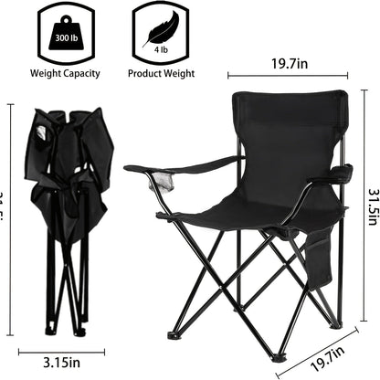 Folding Camping Chair with Sunshade Canopy, Heavy Duty Portable Outdoor Chair with Armrests Cup Holder & Carry Bag for Beach Fishing Picnic Sports