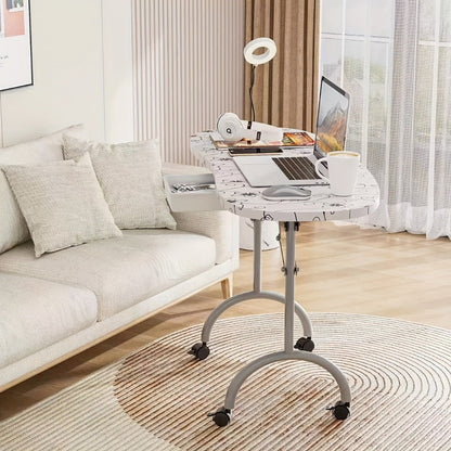 Foldable Nail Table with LED Lamp Drawer Lockable Wheels Wrist Cushion & Carrying Bag – Portable Manicure Station for Nail Salon Technician Home Studio White