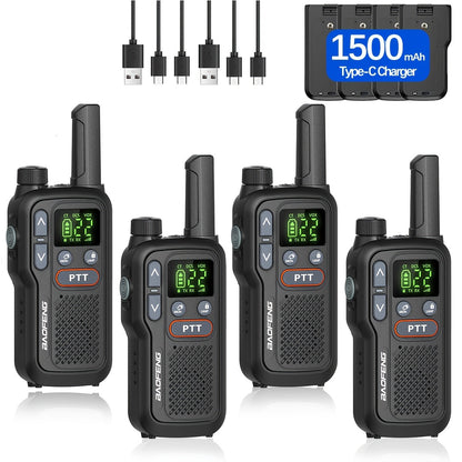 Long Range Walkie Talkies for Adults, BAOFENG 22 FRS Channels LCD Display VOX Hands-Free, USB-C Rechargeable Li-ion Battery, 2-3 Mile Range, for Hiking Camping Family Outdoor Emergency