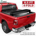 6.4FT/6.5FT 4 Fold Soft Bed Tonneau Cover For Ram 1500 2002-2026 For Ram 2500/3500 2003-2026
