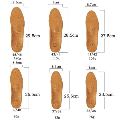 Leather Arch Support Insoles for Men & Women – Cushioned Latex Orthotic Shoe Inserts with Nylon Support for All-Day Comfort and Pain Relief