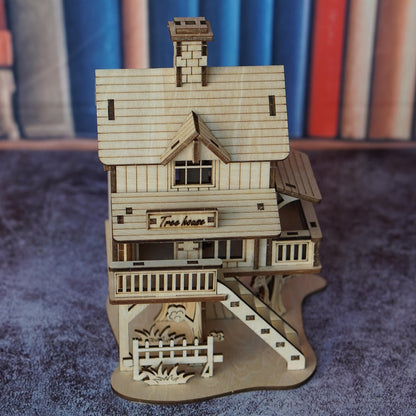 3D Wooden Puzzle Model Kit Forest Cabin – DIY Rustic Treehouse Building Set Interlocking Wood Blocks, STEM Brain Teaser Architecture Craft Gift for Adults Teens Home Office Decor