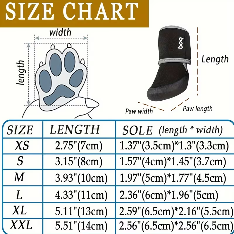 Dog Boots Waterproof Non-Slip Reflective Shoes for Medium & Large Dogs – Soft Wear-Resistant Paw Protector with Safety Reflective Tape, All-Season Dog Footwear