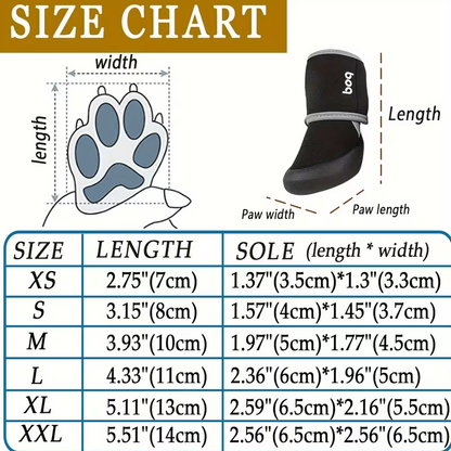 Dog Boots Waterproof Non-Slip Reflective Shoes for Medium & Large Dogs – Soft Wear-Resistant Paw Protector with Safety Reflective Tape, All-Season Dog Footwear