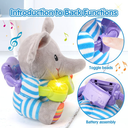 Musical Elephant Plush Toy with Music & Light – Soft Soothing Stuffed Animal for Baby Toddler Boys Girls, Calming Sleep Aid Bedtime Toy, Birthday Christmas Baby Shower Holiday Gift for Kids