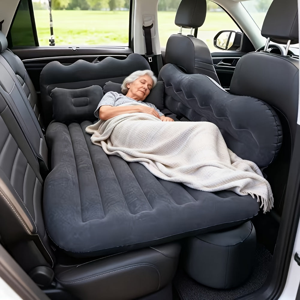 High-Value Thickened Car Inflatable Bed, Flocked Spine-Protective Comfortable Car Mattress, Car Additions, Universal for Sedans And Suvs, Quick Inflation with Pillow, Essential for Long Self-Drive Trips, Outdoor Camping Gear, Travel Rest Bed