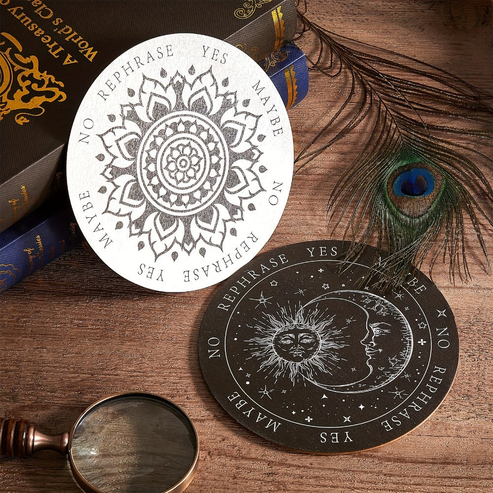 Pendulum Board Wooden 8 Pack – Retro Wiccan Divination Board 6 Inch with Metaphysical Messages Dowsing Board for Beginners Witchcraft Decision Making Spiritual Gift