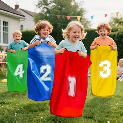 Potato Sack Race Bags 4 Pack for Kids Adults Outdoor Lawn Party Games Kangaroo Jump Competition Durable Fabric Birthday Picnic Carnival Backyard Fun Party Essentials