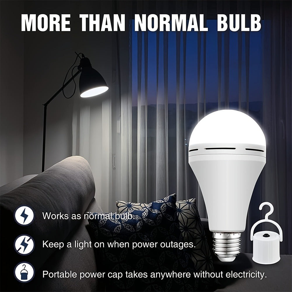 Rechargeable Emergency LED Light Bulb 12W 1100 Lumens 96W Equivalent with 800mAh Battery Backup – 6500K E26 E27 Base Non-Dimmable Auto-On Power Outage Bulb for Home Office Camping, 8-Pack