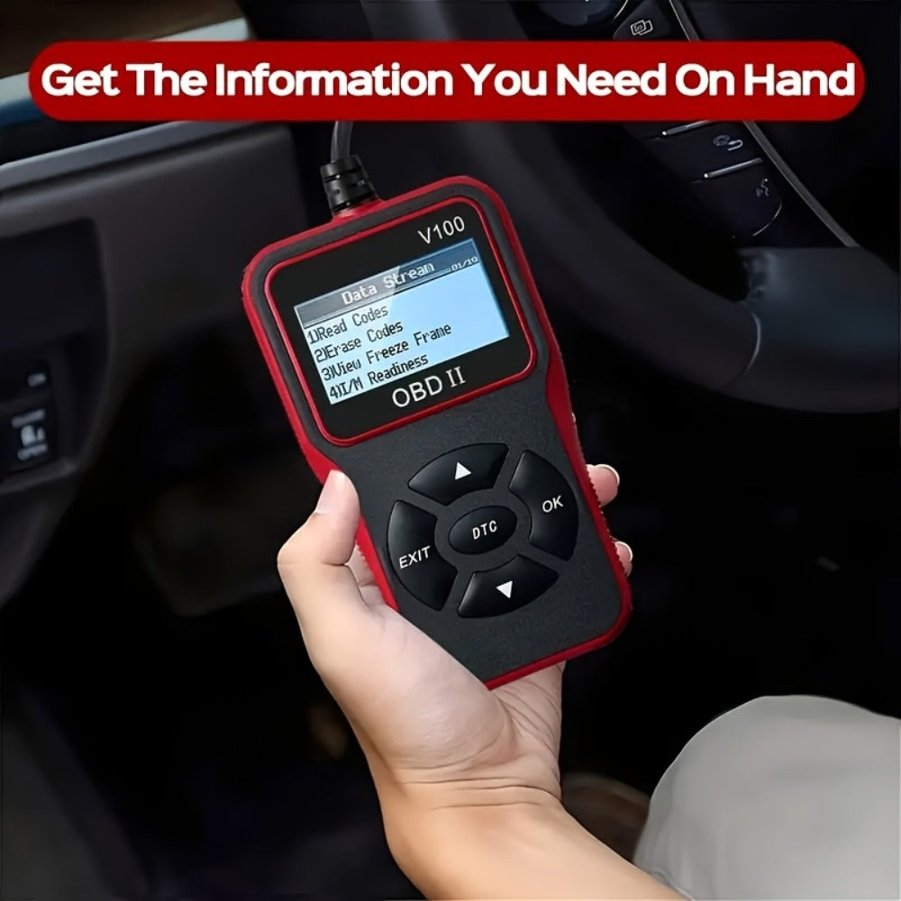 OBD2 Scanner V100 USB Powered - Engine Fault Code Reader & Diagnostic Tool for All 1996+ Vehicles | No Battery Required, Up to 36V
