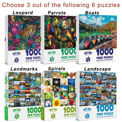 1000 Piece Jigsaw Puzzles for Adults 3-Pack – Challenging Large Puzzle Set with Wildlife, Scenic Landscape & Nature Themes | Letters on Back, Family Game Night, Birthday Christmas Gift