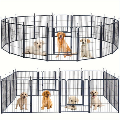 Outdoor Dog Enclosure Fence Panels – 32" Heavy Duty Hammer Design Dog Playpen, Expandable Garden Barrier for Small to Medium Dogs, 8 / 16 / 24 / 32 Panel Options