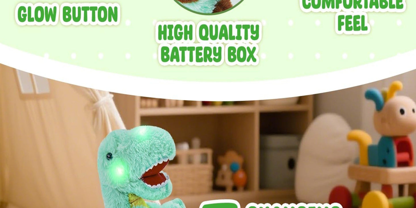 Dinosaur Stuffed Animal Light Up Musical T-Rex Plush Toy for Kids – Glowing Tyrannosaurus Rex with Sound Effects, Soft Cuddly Dino Plush, Birthday Easter Christmas Gift for Boys Girls Ages 3+