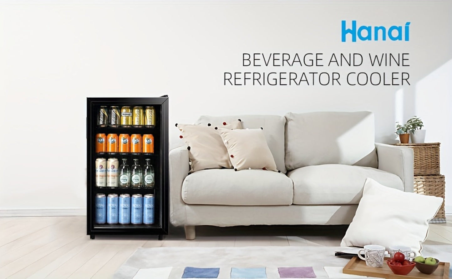 Beverage Refrigerator with Glass Door – Mini Fridge 2.0/3.5/4.0 Cu Ft, LED Lights, Adjustable Shelves, R600a Cooling for Beer, Wine & Drinks, Home, Office & Bar