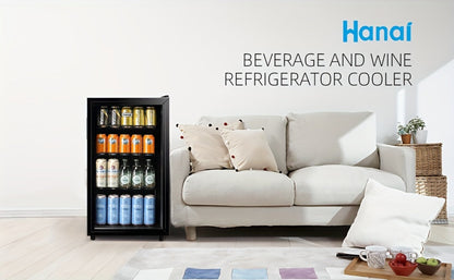 Beverage Refrigerator with Glass Door – Mini Fridge 2.0/3.5/4.0 Cu Ft, LED Lights, Adjustable Shelves, R600a Cooling for Beer, Wine & Drinks, Home, Office & Bar