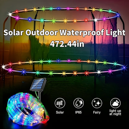 Solar Trampoline Lights for Kids – IP65 Waterproof LED Trampoline Accessories, 8 Dynamic Modes, Solar Powered Outdoor Light for 8-16ft Trampolines | Warm White, Multicoloured, White