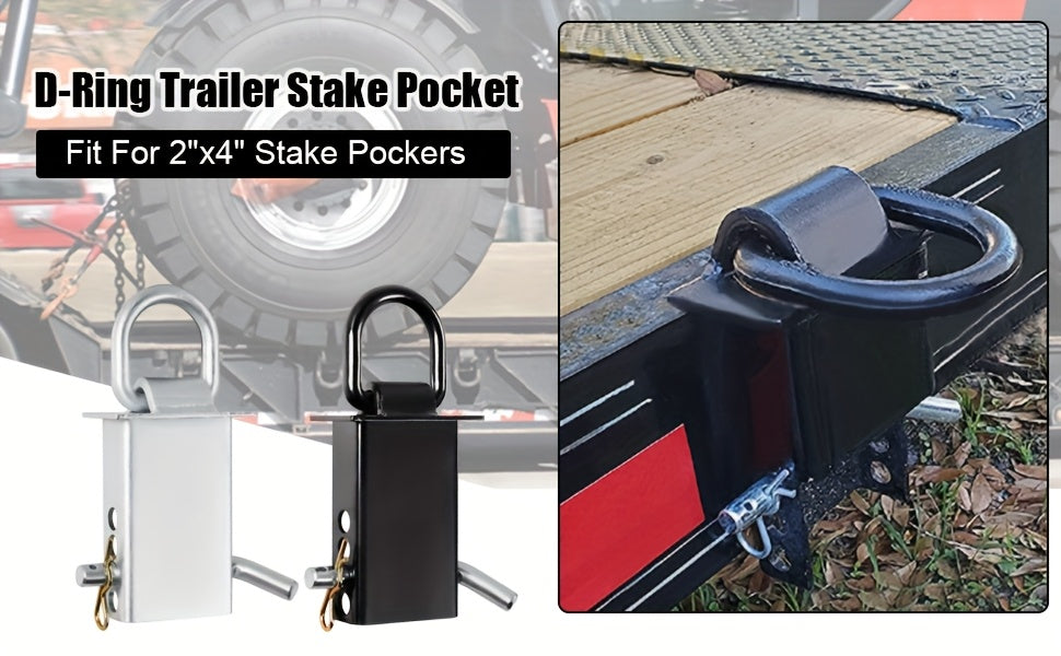 4/6/8/12/16 Pack 16200lbs Adjustable Heavy Duty Stakes, Stainless Steel Heavy-Duty Adjustable Stake Pocket D-Ring - 16200lbs Capacity, 4 Pin Holes For Precision Fit, Removable Stake Pocket D-Ring Tie Downs Utility For Flatbed Trucks Trailers