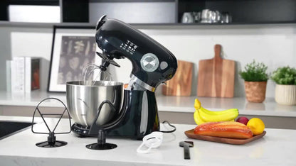 Bowl-Lift Stand Mixer 5.5 Qt 4-in-1 Electric Vertical Mixer 350W 12-Speed with Pulse Stainless Steel Bowl Dough Hook Whisk Mixing Paddle for Cake Bread Dough Black Red