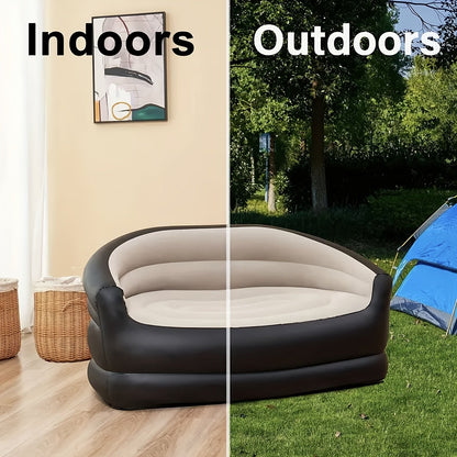 Inflatable Sofa Portable Air Cushion Bed – Lightweight Foldable Lazy Couch for Outdoor Camping, Hiking, Beach, Backyard & Indoor Home Use, Quick Inflate Lounger Chair, Single Person Air Sofa