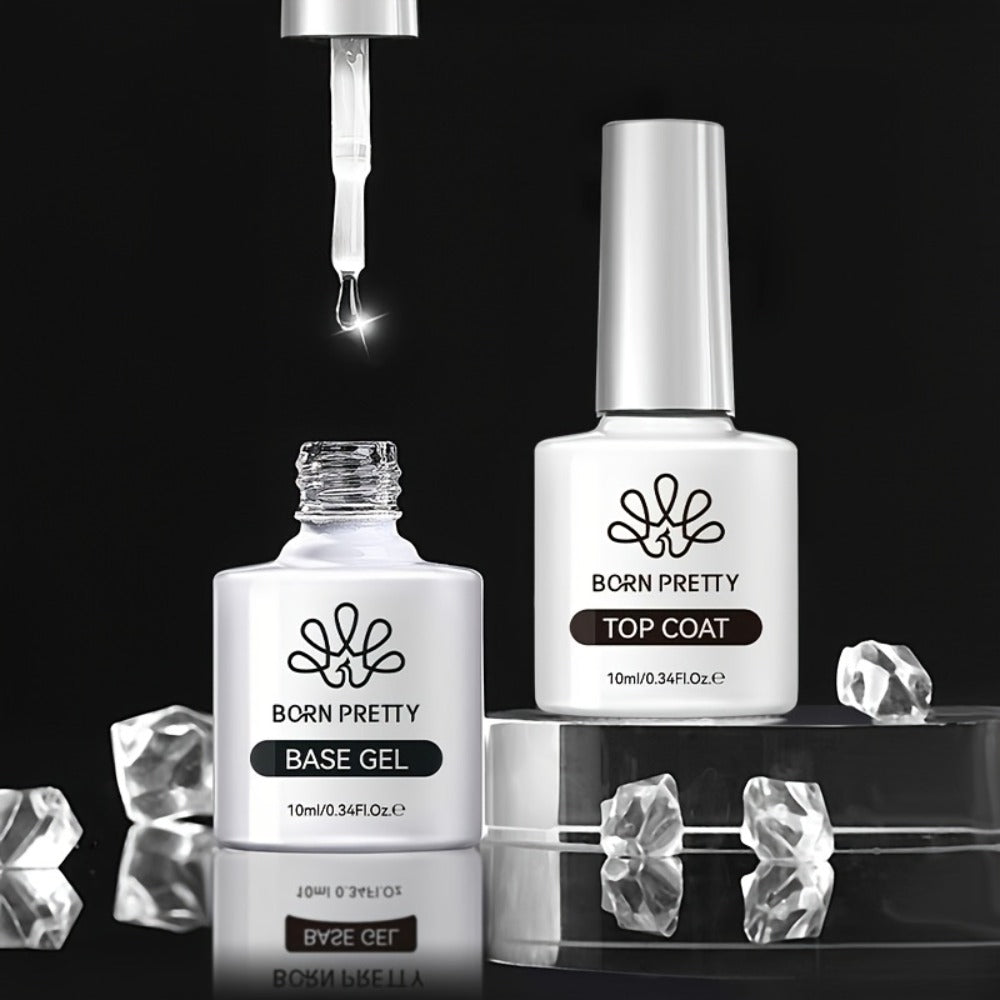 Gel Nail Prep Kit 4-Piece BORN PRETTY — Nail Dehydrator 15ml, Primer 15ml, Base Gel 10ml & Super Top Coat 10ml for Semi-Permanent Long-Lasting Gel Manicure, Salon & Home Use