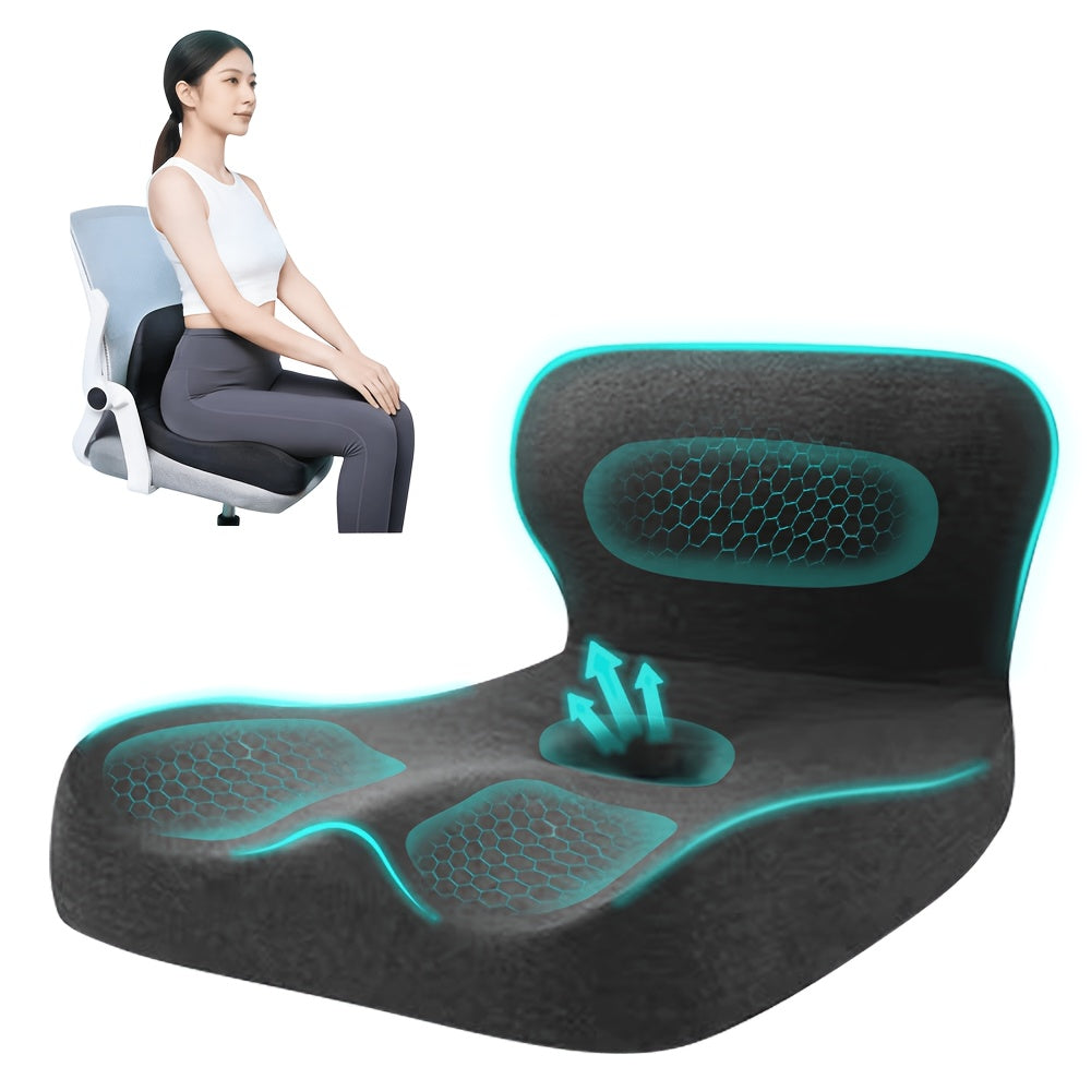 Memory Foam Integrated Seat Cushion, Ergonomically Designed, Raised Back, Hollow And Breathable, Office Chair Cushion, Buttock Cushion, Suitable for Various Scenarios