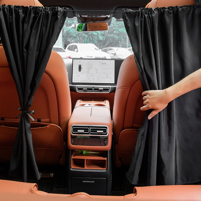 Set of 4 Car Window Shades, 2 Privacy Divider Curtains & 2 Side Window Covers, Wide Sedan SUV Sunshade Screen Covers for Travel Camping Nap Sleeping.