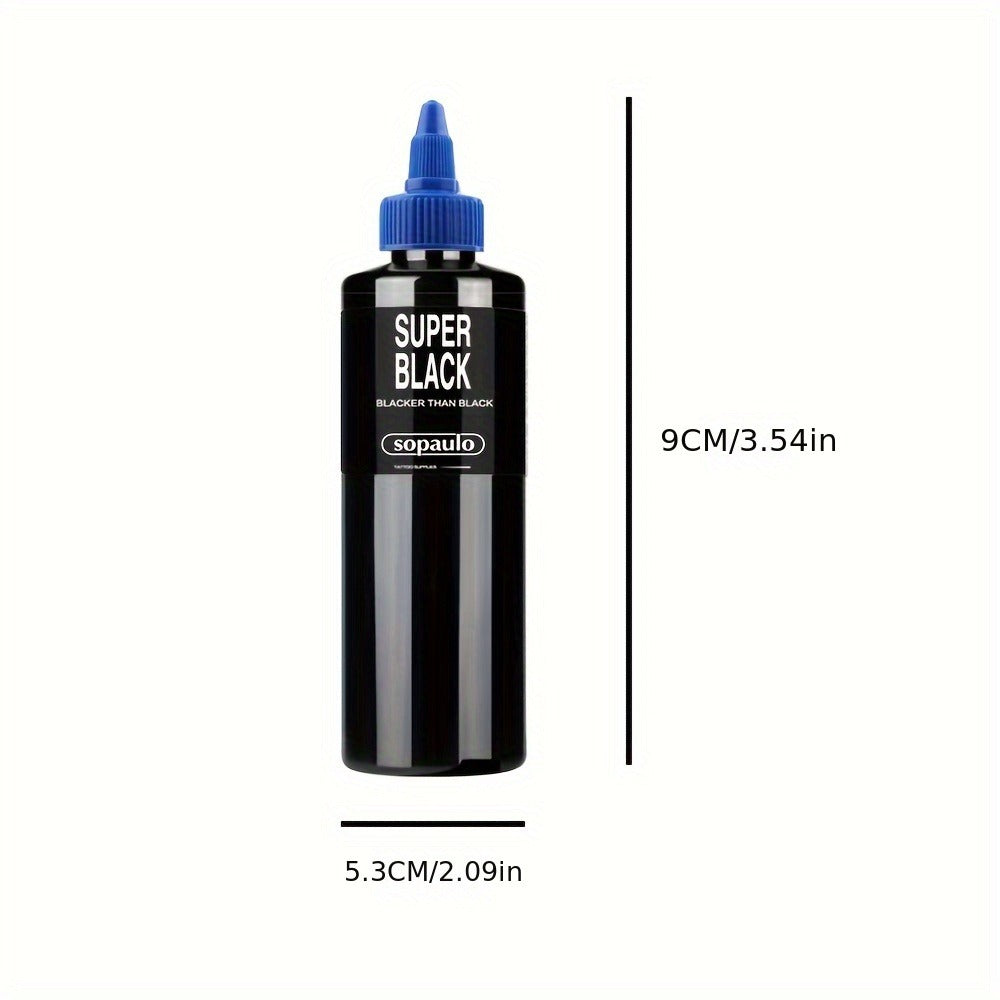 Super Black Tattoo Ink 8oz 240ml Ultra Dark Professional Tattoo Pigment – Large Particles for Bold Lines, Long-Lasting Blackwork & Tribal Body Art for Artists
