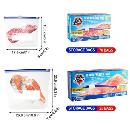 Heavy Duty Slider Storage Bags Ziplock Freezer Bags for Food Fruit Meat Vegetable Grain Kitchen