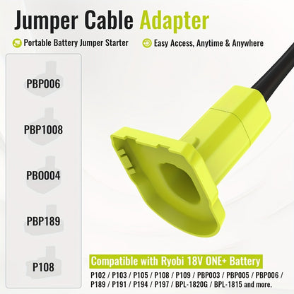 Jumper Cables with Battery Adapter – Compatible with Dewalt 18V & Ryobi 18V, 8AWG 5.9FT Portable Car Jump Starter Cables for Light Vehicles (Battery Not Included)