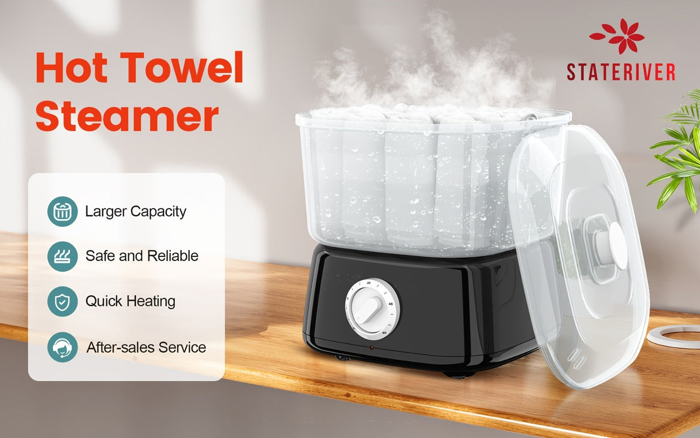 Mini Hot Towel Warmer Cabinet for Spa & Esthetician — 5-Minute Fast Heating Towel Steamer for Facial, Barber, Home Salon & Bathroom Use, Black & White