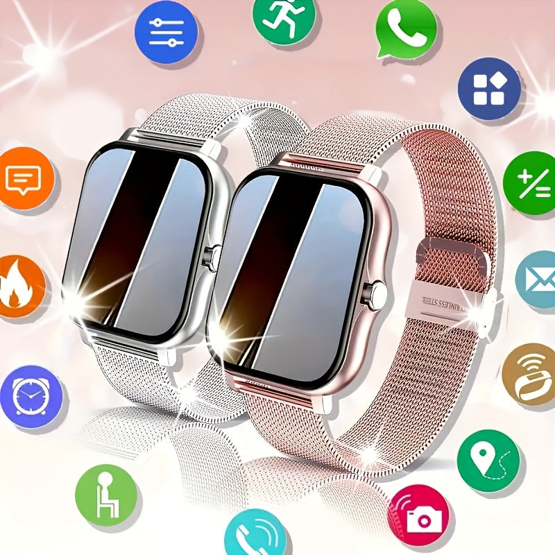 Bluetooth Calling Smartwatch with 1.83" Full Touch Screen, Multiple Sport Modes, Music Control & Sedentary Reminder – Fitness Tracker Watch Compatible with Android & iPhone for Men and Women, Dual Strap