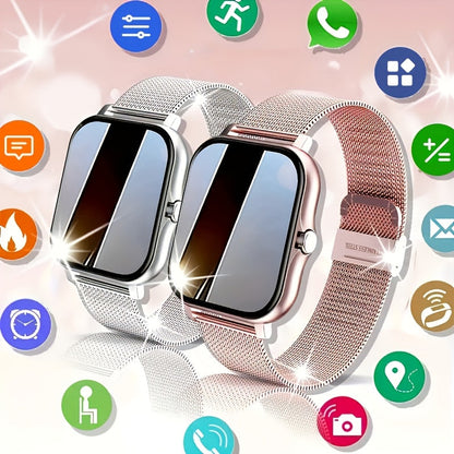 Bluetooth Calling Smartwatch with 1.83" Full Touch Screen, Multiple Sport Modes, Music Control & Sedentary Reminder – Fitness Tracker Watch Compatible with Android & iPhone for Men and Women, Dual Strap