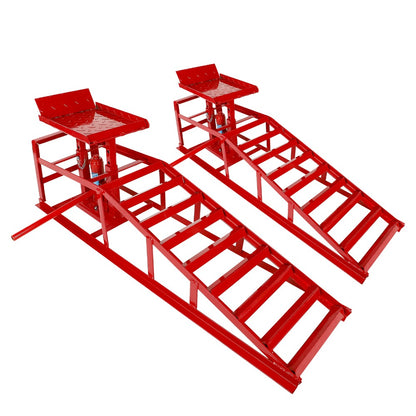Hydraulic Vehicle Ramps 11,000 lb 5T Low Profile Heavy Duty Lift Service Ramps for Truck Trailer Garage – Adjustable Height, 1 Pack & 2 Pack, Red & Black