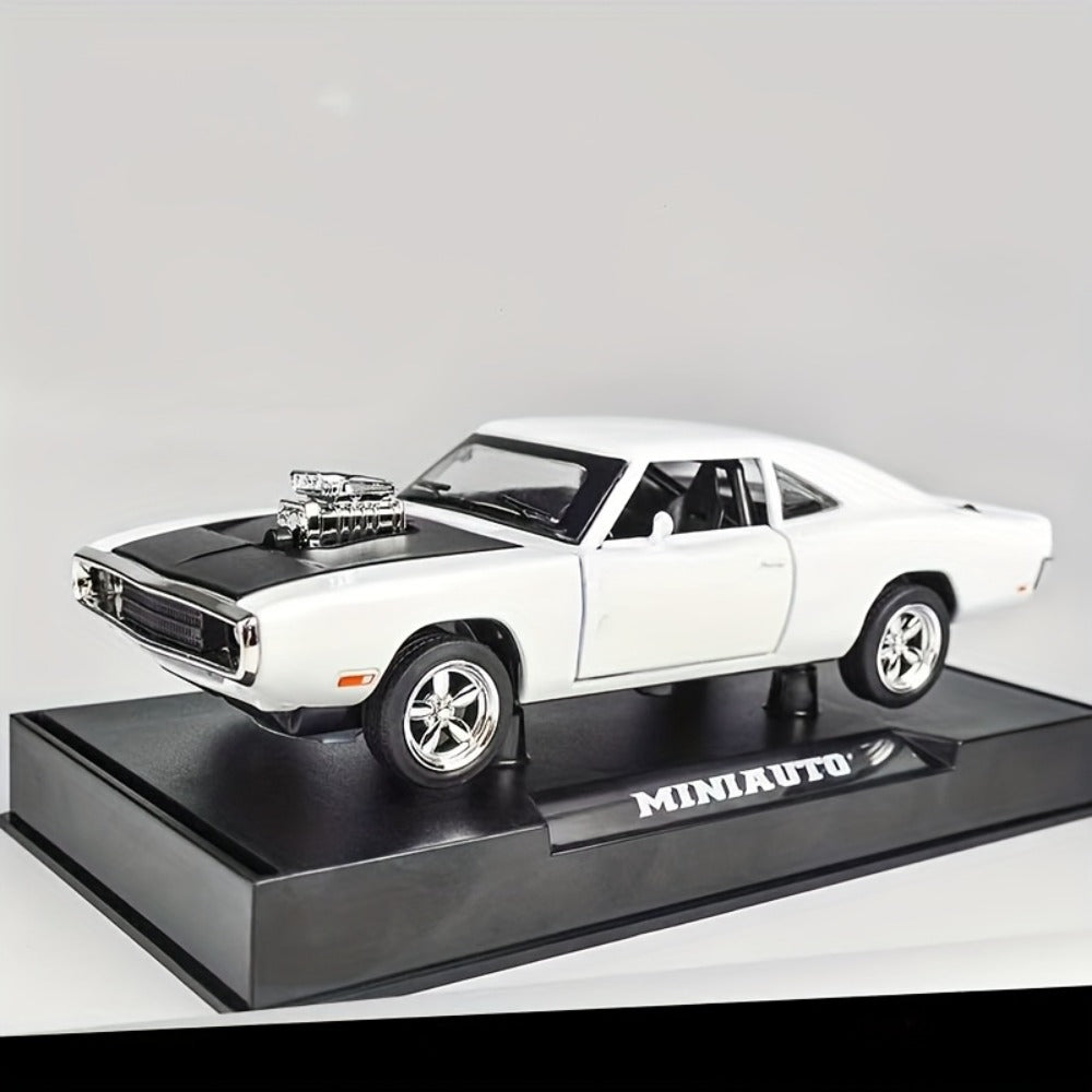Dodge Challenger Diecast Model Car Zinc Alloy Collectible Static Replica – Highly Detailed Home & Office Decor, Birthday Christmas Gift for Car Enthusiasts (Blue / Black / White)