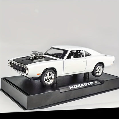 Dodge Challenger Diecast Model Car Zinc Alloy Collectible Static Replica – Highly Detailed Home & Office Decor, Birthday Christmas Gift for Car Enthusiasts (Blue / Black / White)