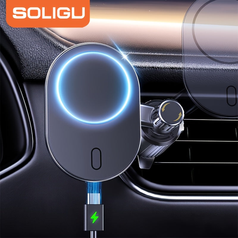 Miracase Car Phone Mount Charger [15W Fast Charging] Magnetic Wireless Car Charger, [360° Rotation] Car Phone Holder Mount, Air Vent Car Phone Charger Solely Fit for Iphone 16/15/14/13/12 Series, Christmas Gifts, Christmas Big !