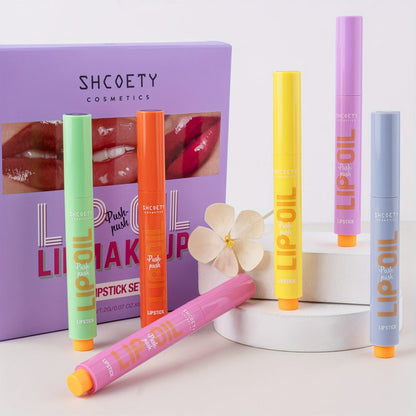 6-Piece Neon Press-On Lip Gloss Set High-Gloss Moisturizing Long-Lasting Bold Lip Makeup — Vibrant Mixed Shades Plumping Glossy Lipstick Bundle Gift Set for Women Girls All Skin Tones