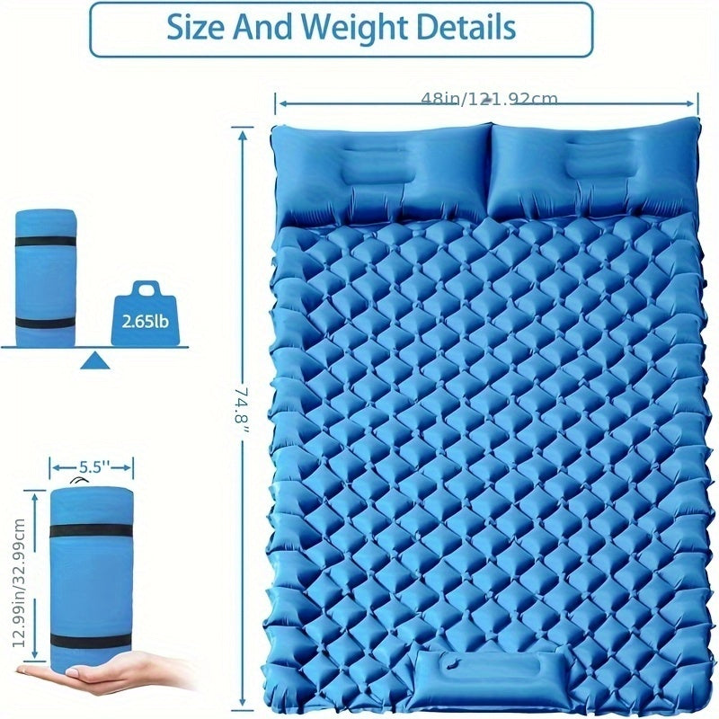 Camping Sleeping Pad Inflatable & Self-Inflating – Ultralight TPU Nylon Mat with Built-In Pump, Single & Double Size for Backpacking, Hiking, Travel