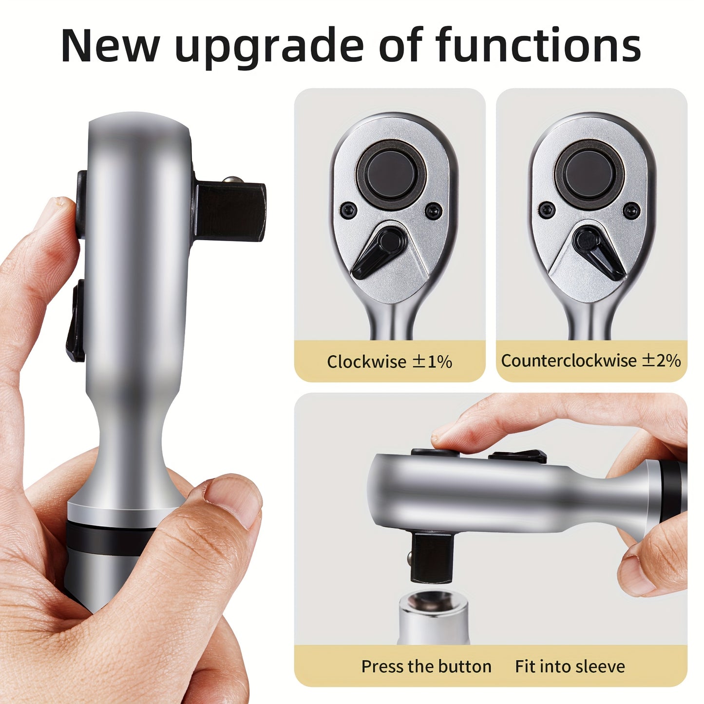1/2, 3/8 Inch Drive Digital Torque Wrench, 17-340 Nm (12.5-250.8 Ft-Lb), 6.8-135 Nm (5.02-99.57 Ft-Lb), Electric Torque Wrench with Buzzer And LED, Preset Values And Data Storage, for Bike/Motorcycle/Auto Repairs, Plus And Minus 2% Accuracy