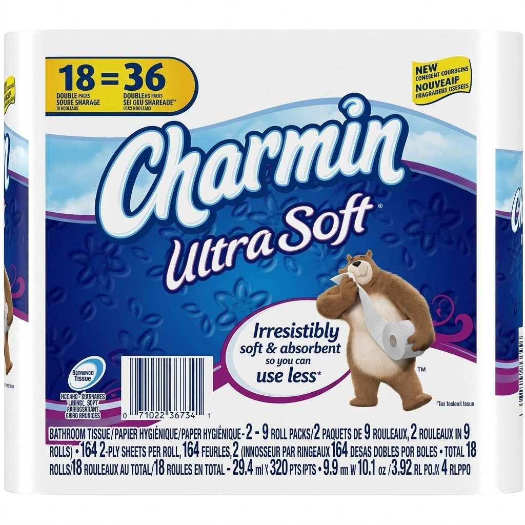 Charmin Ultra Soft Toilet Paper Mega Roll - 2-Ply 200 Sheets per Roll, Soft & Strong Bath Tissue, Available in Mega, Double, 16ct, 30ct, 328ct Bulk Pack Options for Home, Office & Commercial Use
