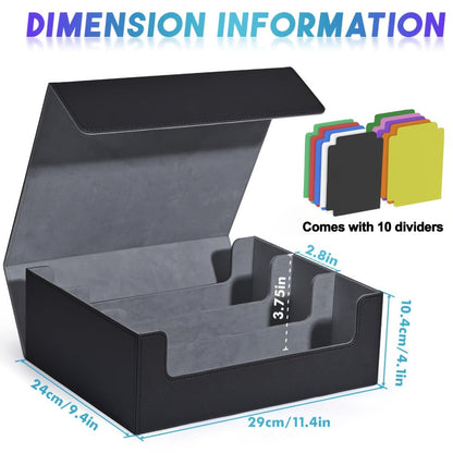 Trading Card Storage Box 1800+ Cards with 10 Dividers – Large Deck Case for Pokemon TCG, MTG Commander, Sports Cards – Multiple Colors, Fits Sleeved Cards